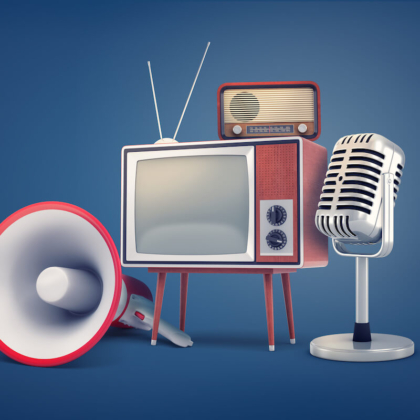 TV-radio-set-a-microphone-and-a-megaphone-1